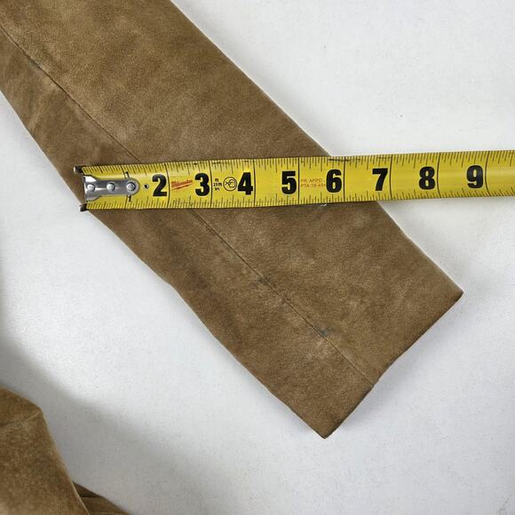 Margaret Godfrey Coat Womens 6 Tan Suede Leather Embroidered Floral Button Lined - Picture 8 of 11